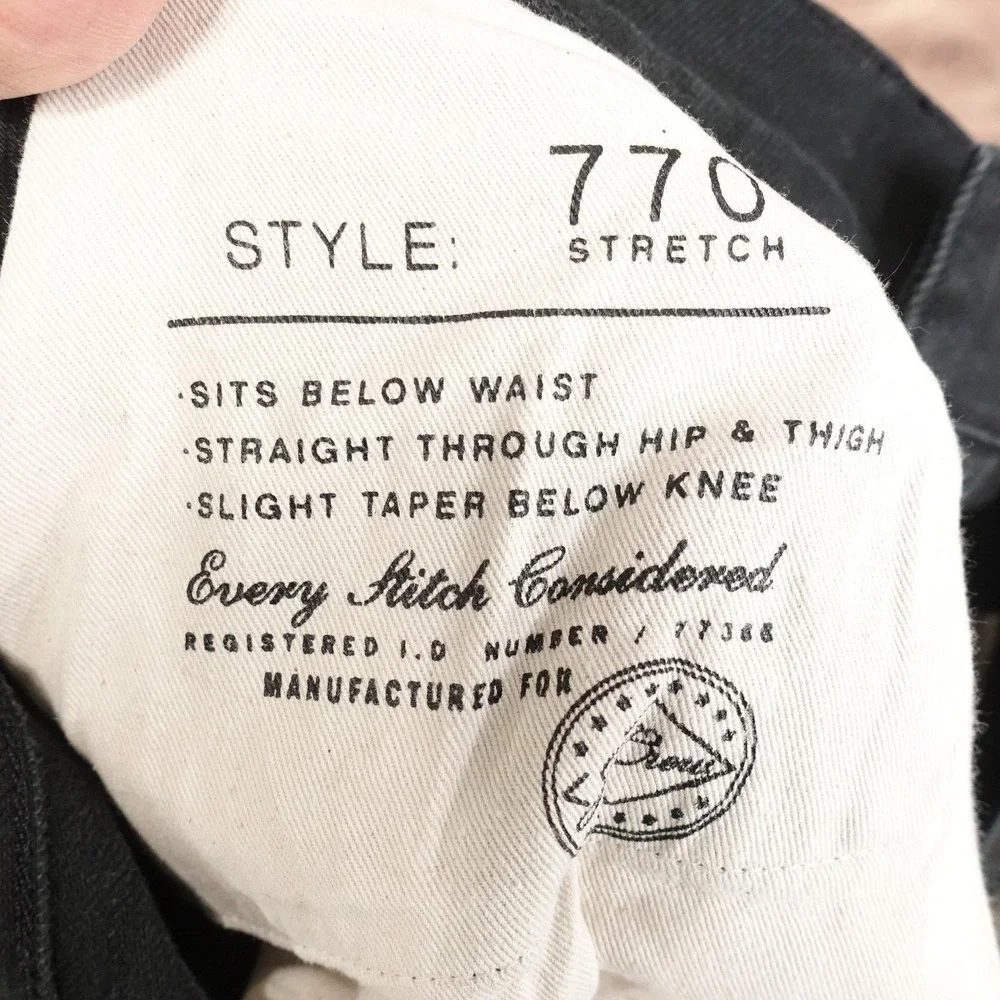 J.CREW 770 Jeans Mens 34x32 Black Dark Wash Regular Tapered Stretch Denim Pants